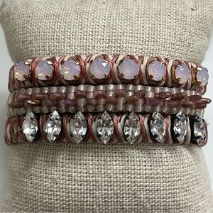 LA HOLA 3 Layers Gemstone Crystal Boho LEATHER WRISTLET BRACELET